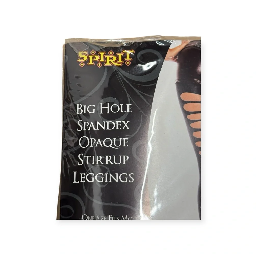new Spirit Halloween 𖤍 Big Hole Spandex Opaque Stirrup Leggings 𖤍 Black 𖤍 1SFM